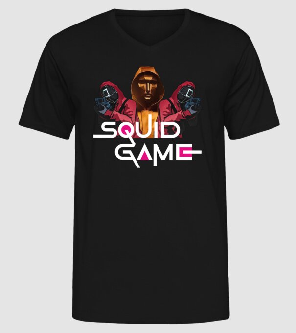 squid game poster model negru pe tricou