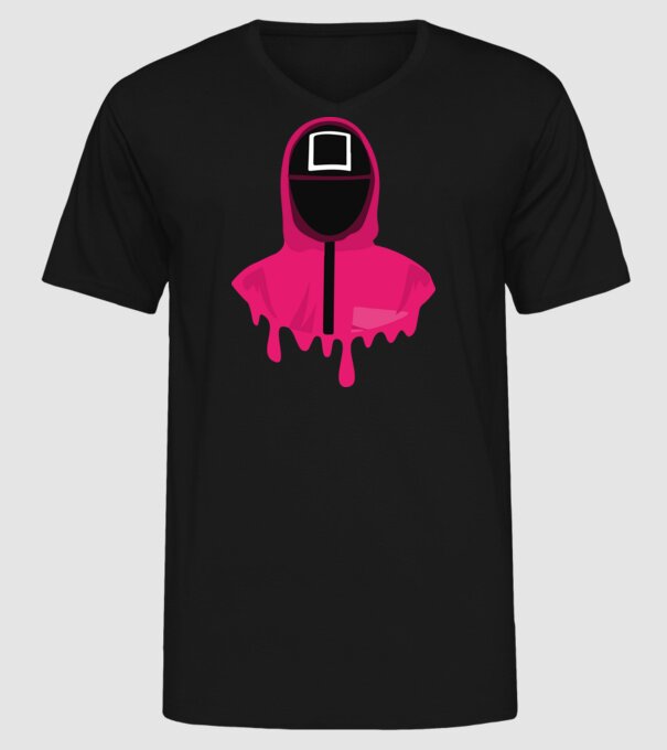 squid game square model negru pe tricou