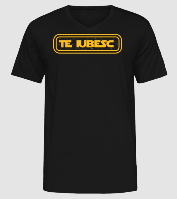 Starwars couple shirt model negru pe tricou