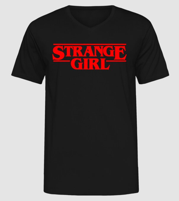 strange girl model negru pe tricou