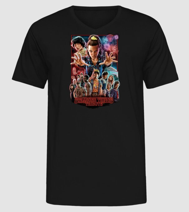 stranger things tribute poster model negru pe tricou