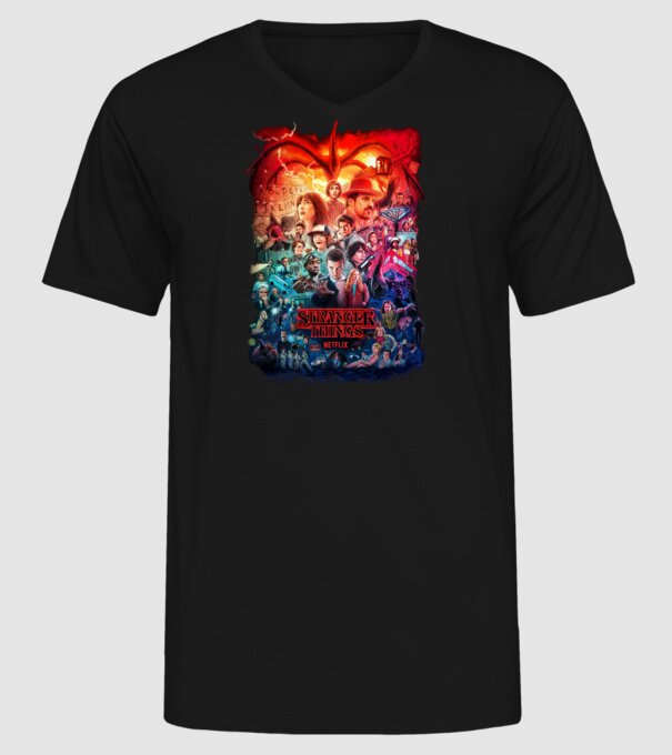 stranger things tribute poster2 model negru pe tricou