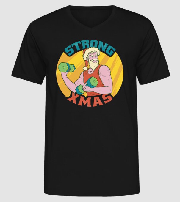 strong xmas model negru pe tricou
