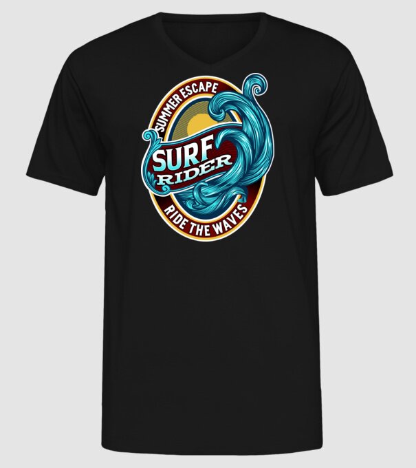 Summer Escape model negru pe tricou