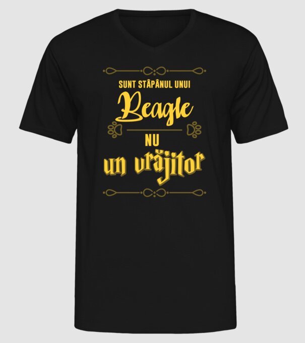 sunt stăpânul unui beagle, nu un vrăjitor model negru pe tricou