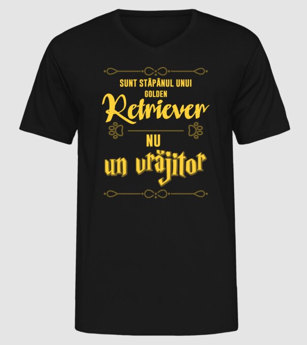 sunt stăpânul unui golden retviever, nu un vrăjitor model negru pe tricou