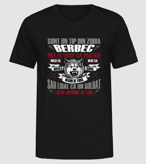 Sunt un tip din zodia Berbec model negru pe tricou