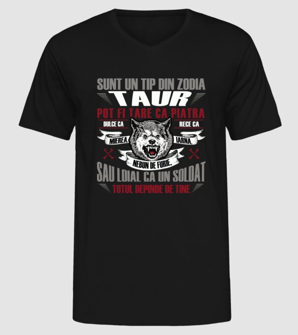 Sunt un tip din zodia Taur model negru pe tricou
