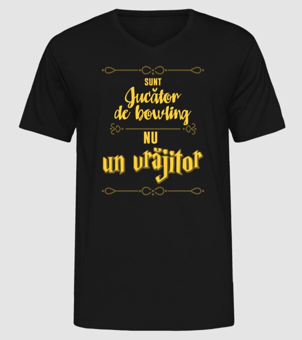 Sunt jucător de bowling, nu un magician model negru pe tricou