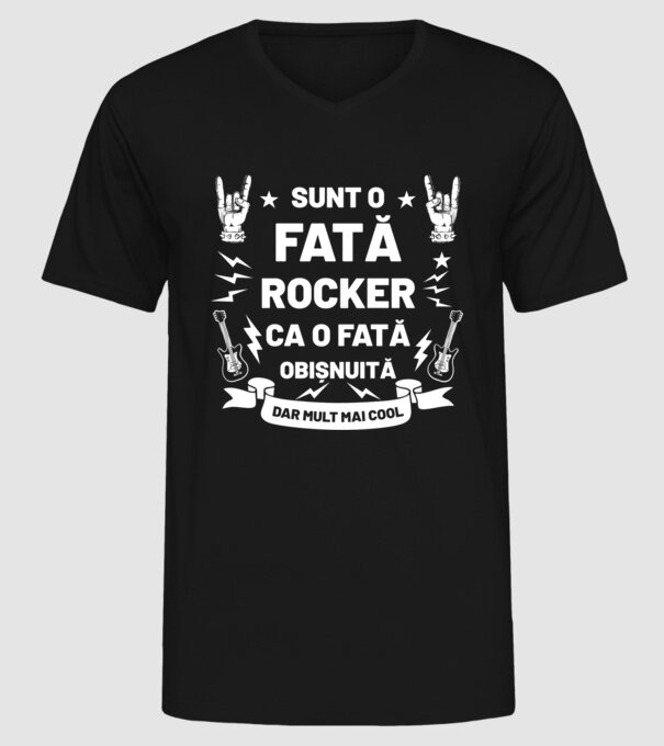 Sunt o fată rocker, ca o fată obișnuită, dar mult mai cool model negru pe tricou