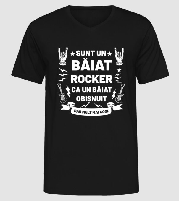 Sunt un băiat rocker, ca un băiat obișnuit, dar mult mai cool model negru pe tricou