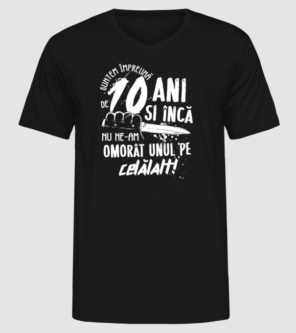 Suntem împreună de 10 ani model negru pe tricou