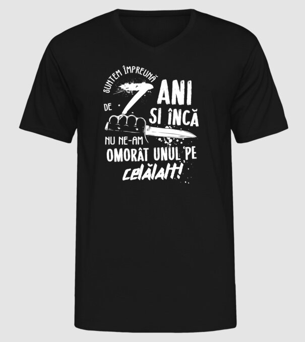 Suntem împreună de 7 ani model negru pe tricou
