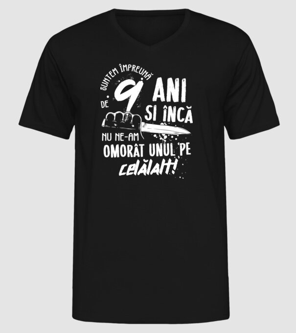 Suntem împreună de 9 ani model negru pe tricou