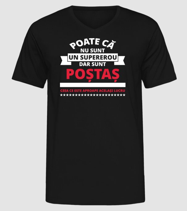 Supererou poştaş model negru pe tricou