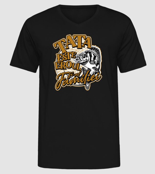 Tata este eroul apelor și al familiei model negru pe tricou