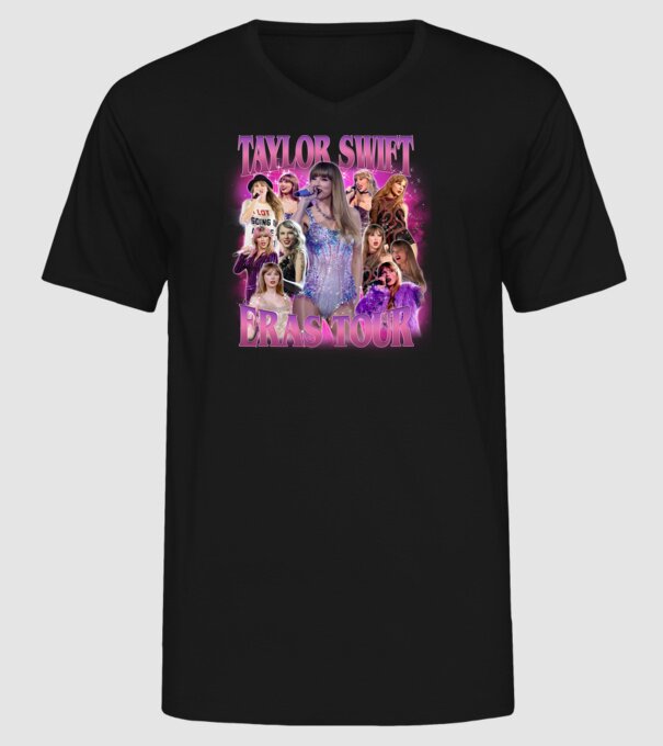 Taylor Swift ERAS bootleg 01 model negru pe tricou