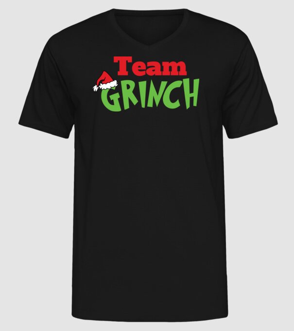 Team Grinch model negru pe tricou