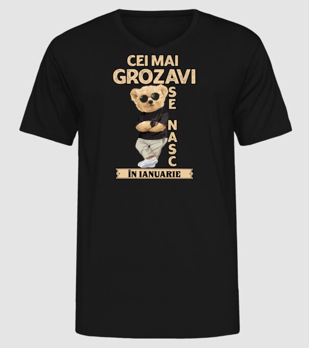 Teddy cel cool ianuarie model negru pe tricou