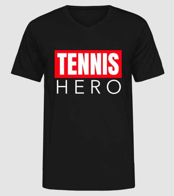 TENNIS HERO model negru pe tricou