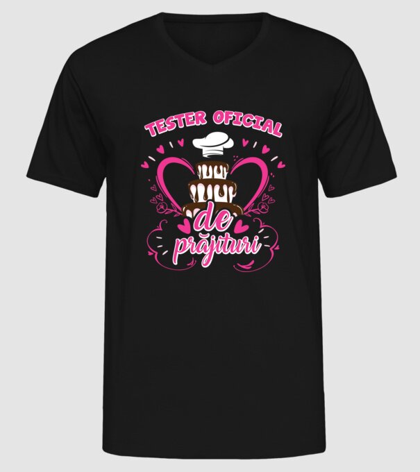 tester oficial de prăjituri model negru pe tricou