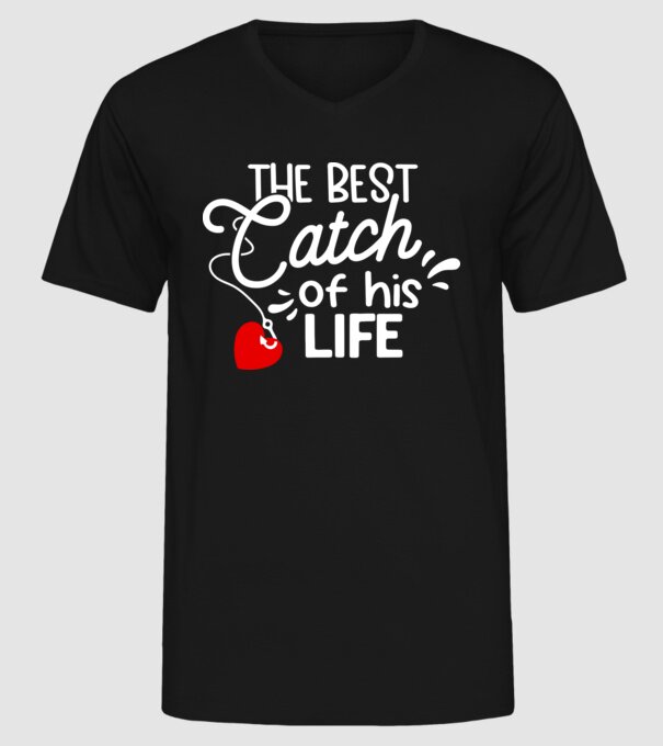 The best catch fehér model negru pe tricou
