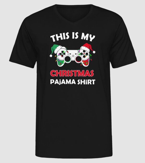 This is my christmas pajama model negru pe tricou