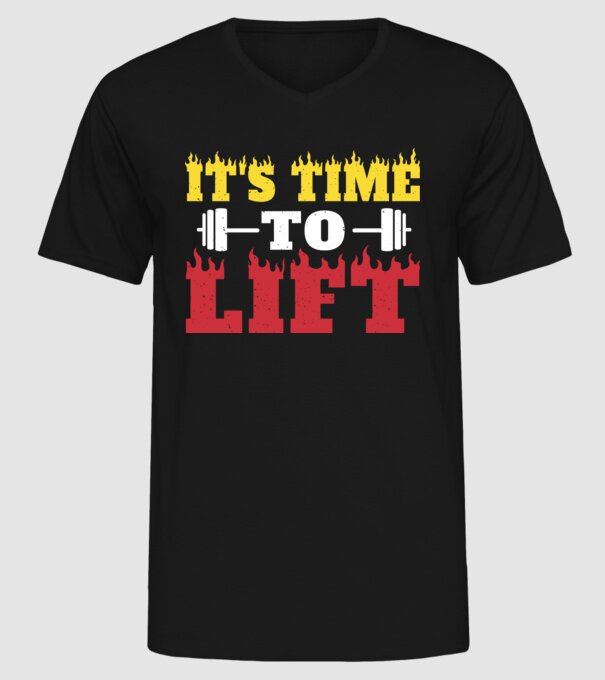 Time to lift model negru pe tricou