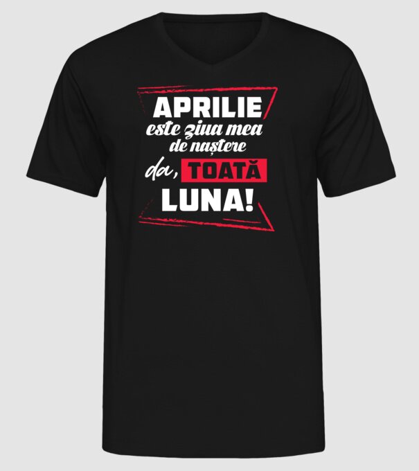 Toată luna APRILIE model negru pe tricou