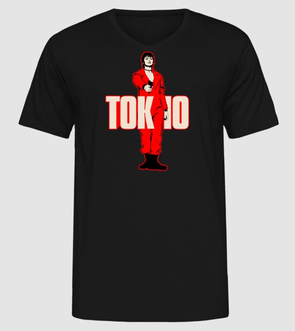 tokyo la casa de papel model negru pe tricou