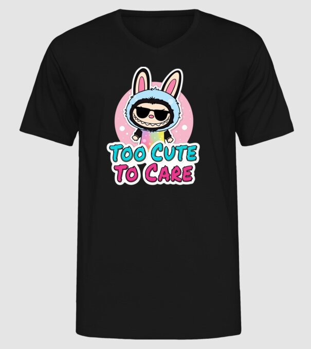 Too cute to care model negru pe tricou