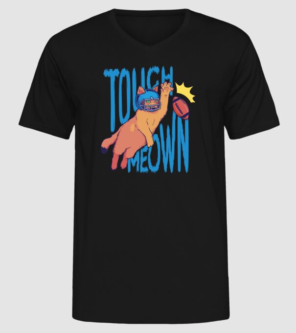 Touch Meow model negru pe tricou