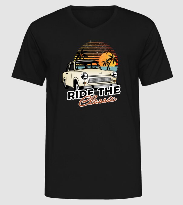 Trabant Ride The Classic model negru pe tricou