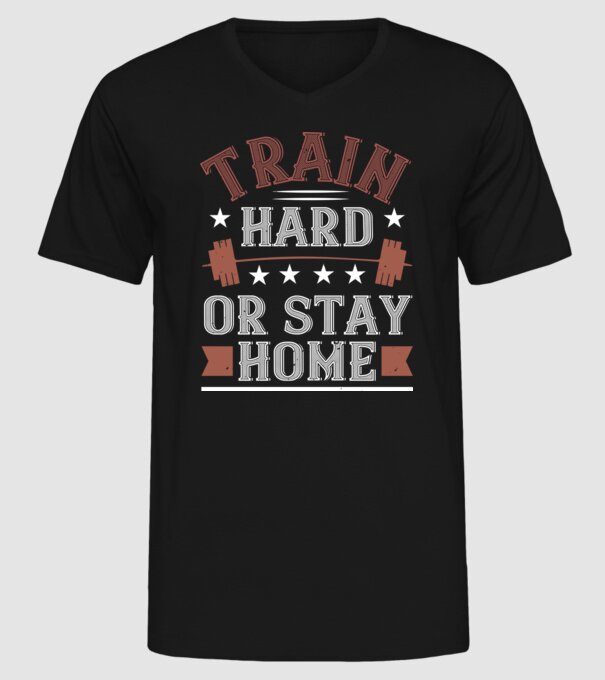 Train Hard model negru pe tricou