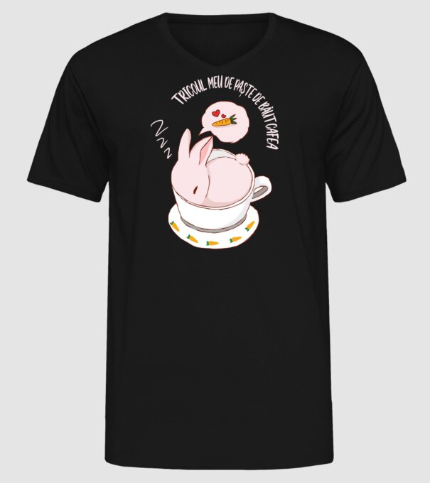 tricoul meu de Paște de băut cafea model negru pe tricou