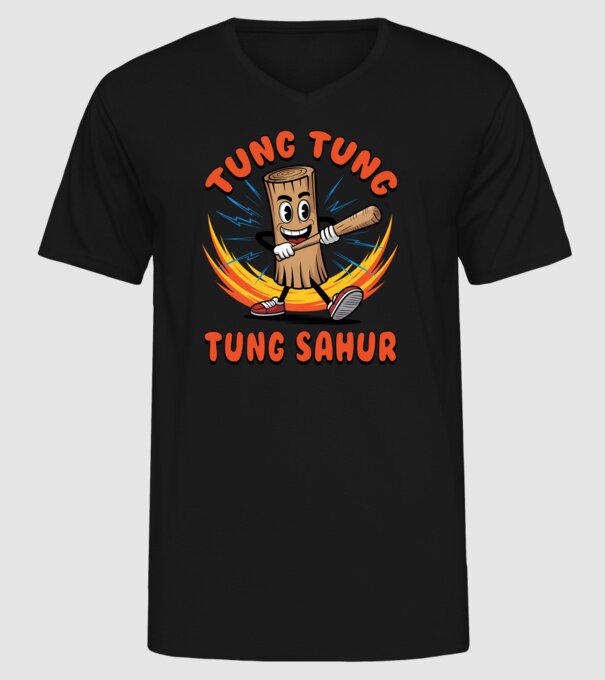 Tung Tung Tung Sahur drăguț model negru pe tricou