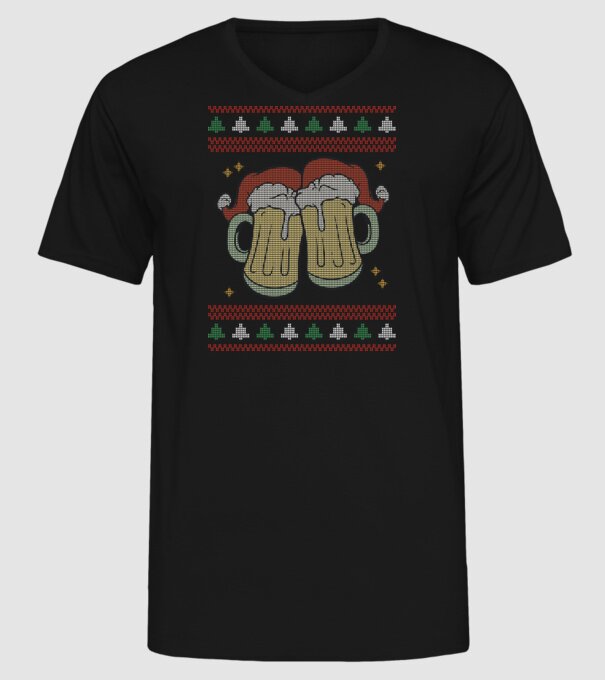 ugly sweater beers model negru pe tricou