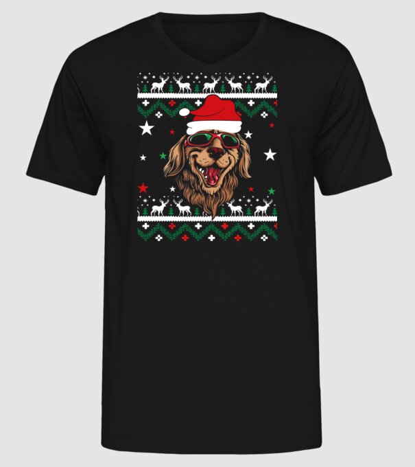 Ugly sweater dog model negru pe tricou