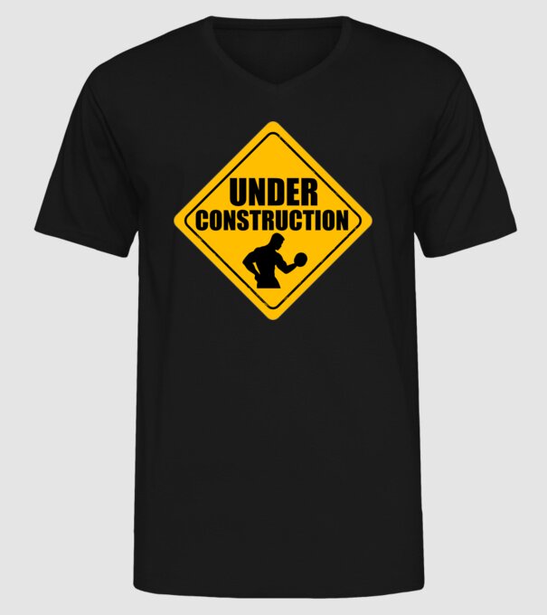 Under Construction model negru pe tricou