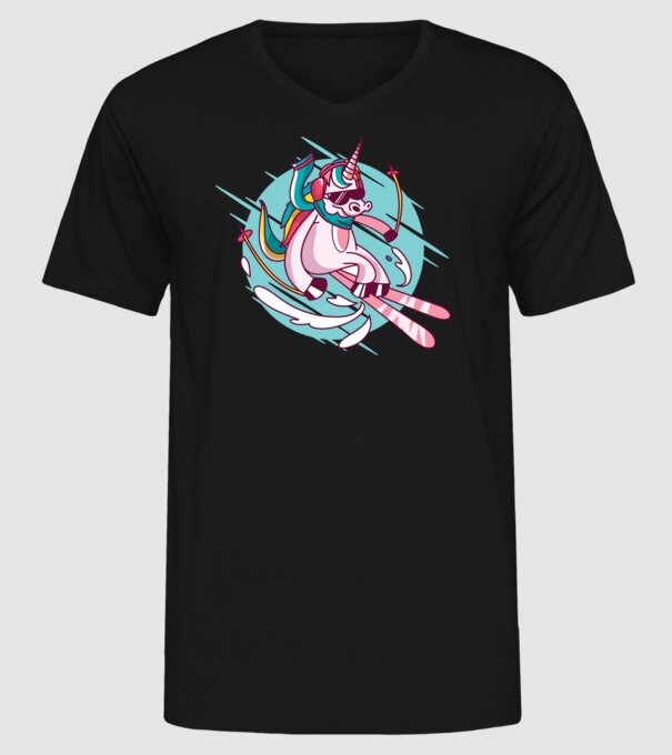 Unicorn ski model negru pe tricou