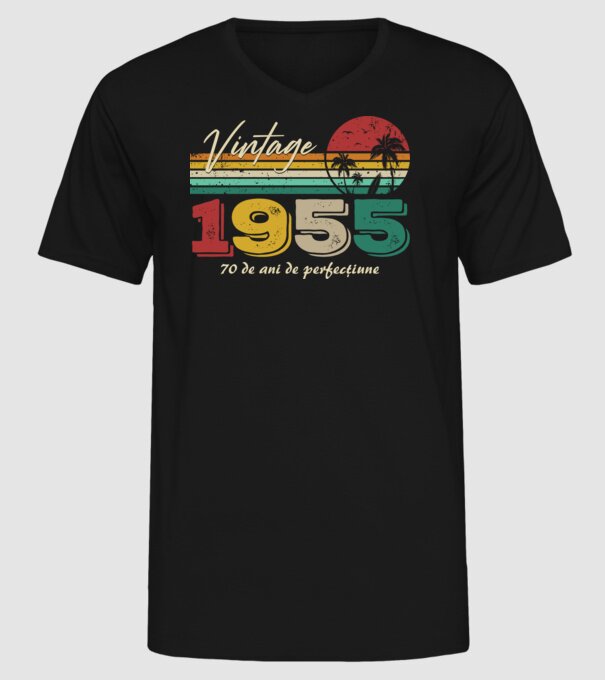 VINTAGE 1955 model negru pe tricou