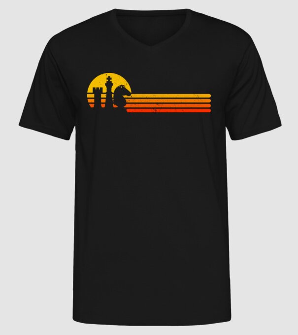 Vintage chesss sunset model negru pe tricou