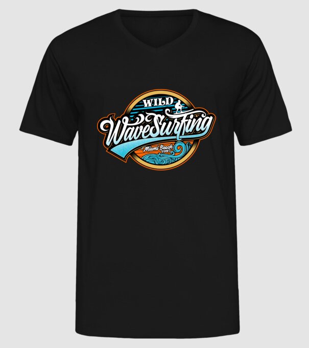 WaveSurfing model negru pe tricou