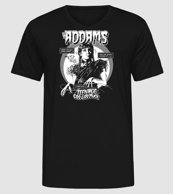 WEDNESDAY ADDAMS TEENAGE GOO GOO MUCK model negru pe tricou