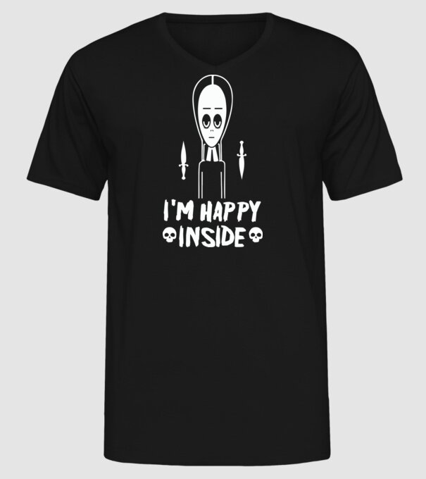 WEDNESDAY Happy inside model negru pe tricou
