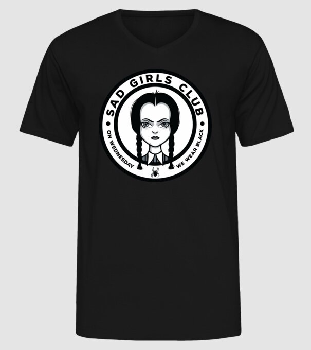 WEDNESDAY Sad Girls Club model negru pe tricou