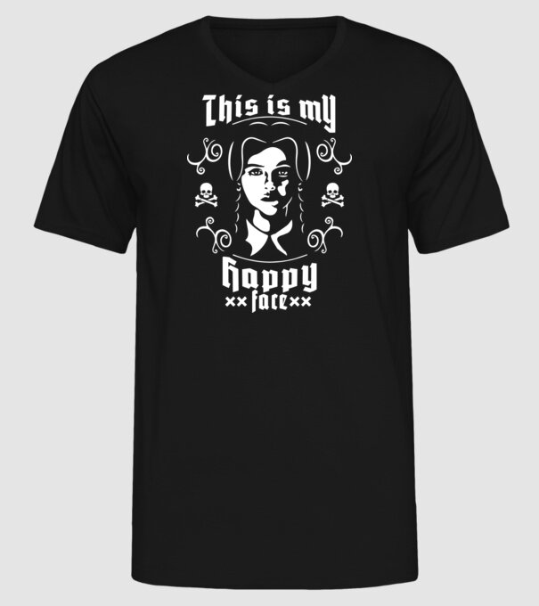 WEDNESDAY This is my happy face model negru pe tricou
