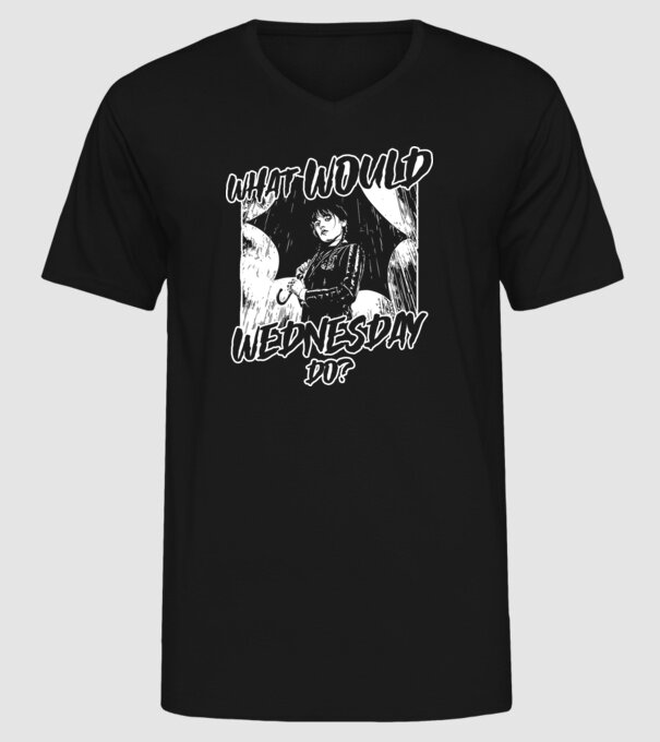 What would Wednesday do model negru pe tricou