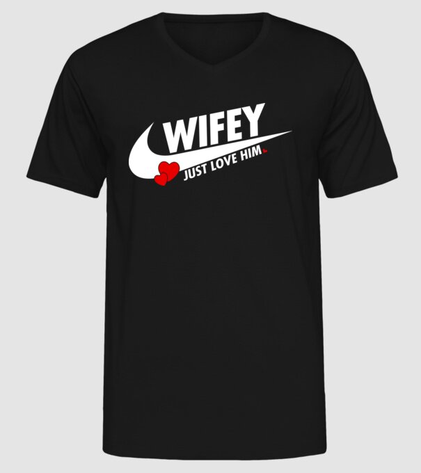 Wifey Just love him alb model negru pe tricou