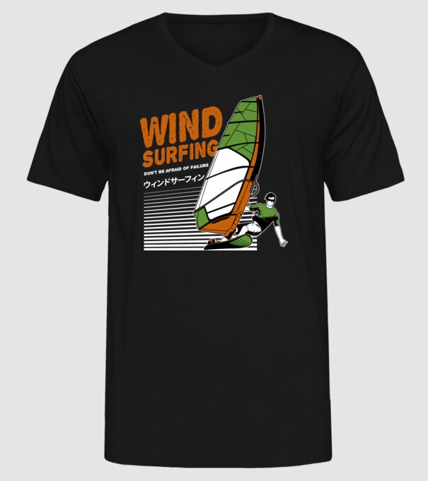 Wind Surf model negru pe tricou